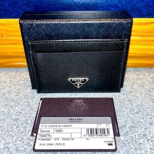 Prada Black Tessuto Nylon/Saffiano Leather Card Holder 2M0208